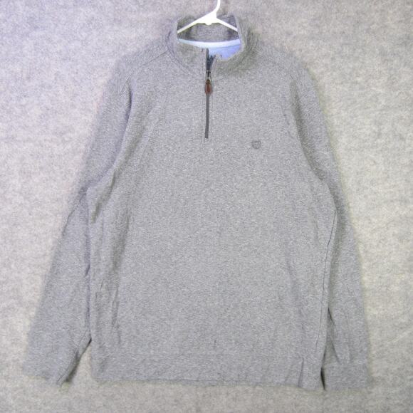 Chaps Sweater Mens XL Gray 1/4 Zip Pullover Solid Lightweight Casual - Picture 1 of 7